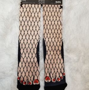 Brand New with Tag Men's Fishnet Stockings Crew Socks, 6-13